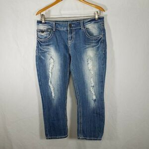 VANILLA Star Distressed Denim Capri Jeans Size 5 Juniors